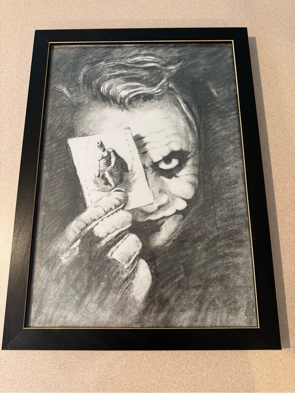 Black & White Heath Ledger Joker Sketch Framed Wall Art